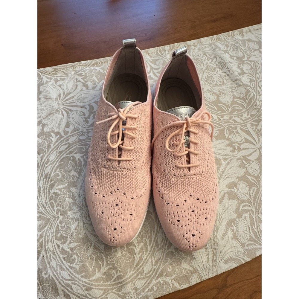 Cole Haan 2.ZERØGRAND Stitchlite Wingtip Oxford Shoes Pink Knit Women's